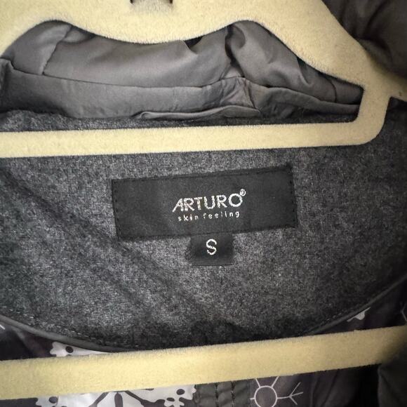 ARTURO Rouslana Puffer Jacket Womens Small Hoodie Wool Blend Down Feather Gray - Picture 5 of 13